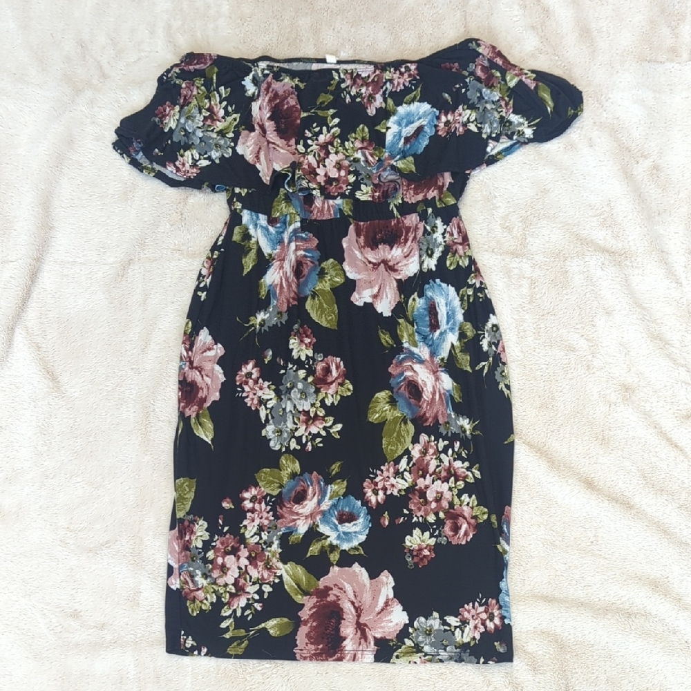 Pinkblush Black Floral Mini Dress